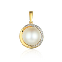 585er Gelbgold Anhänger mit SW-Perle 1,0 ct und Diamant