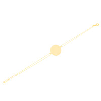 585er Gelbgold Armband Gravurplatte Rund Ankerkette 19cm 3