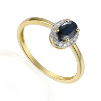 585er Gold Damenring mit oval. Saphir 0, gallery