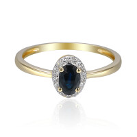 585er Gold Damenring mit oval. Saphir 0,64ct. und Diamanten 