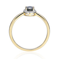 585er Gold Damenring mit oval. Saphir 0,64ct. und Diamanten 