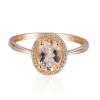 585er Rotgold Damenring mit Morganit 0,88ct. und Diamanten 0