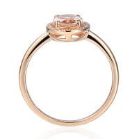 585er Rotgold Damenring mit Morganit 0,88ct. und Diamanten 0