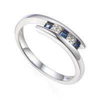 585er Weissgold Damenring mit Saphir 0,1 gallery