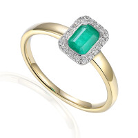 585er Gold Damenring mit Octagon Smaragd gallery