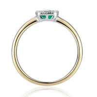 585er Gold Damenring mit Octagon Smaragd 0,51ct. und Diamant