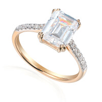 585er Rotgold Damenring Solitair mit Zir gallery