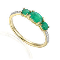 585er Gold Damenring mit drei ovalen Sma gallery