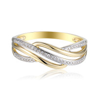 585er Gold Bicolor Ring Fashion Diamant ca. 0,03 ct. Gr. 54 