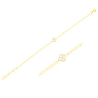 585er Gelbgold Armband mit Kleeblatt-Mot gallery